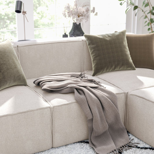 Merrick Lane Weller Modular Middle Armless Chair in Cream