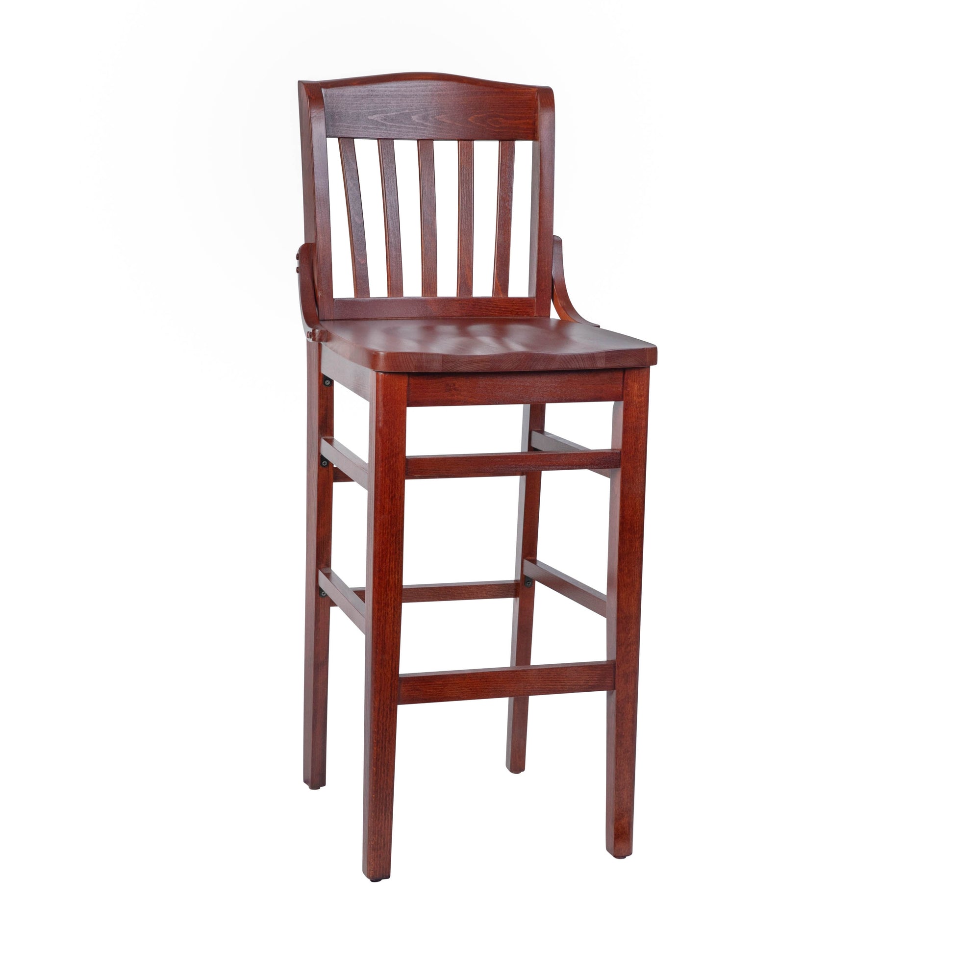 Emma + Oliver School House Back Mahogany Wood Barstool