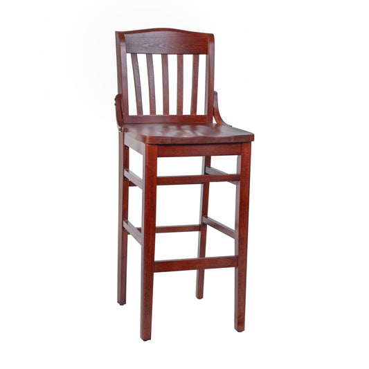 Emma + Oliver School House Back Mahogany Wood Barstool