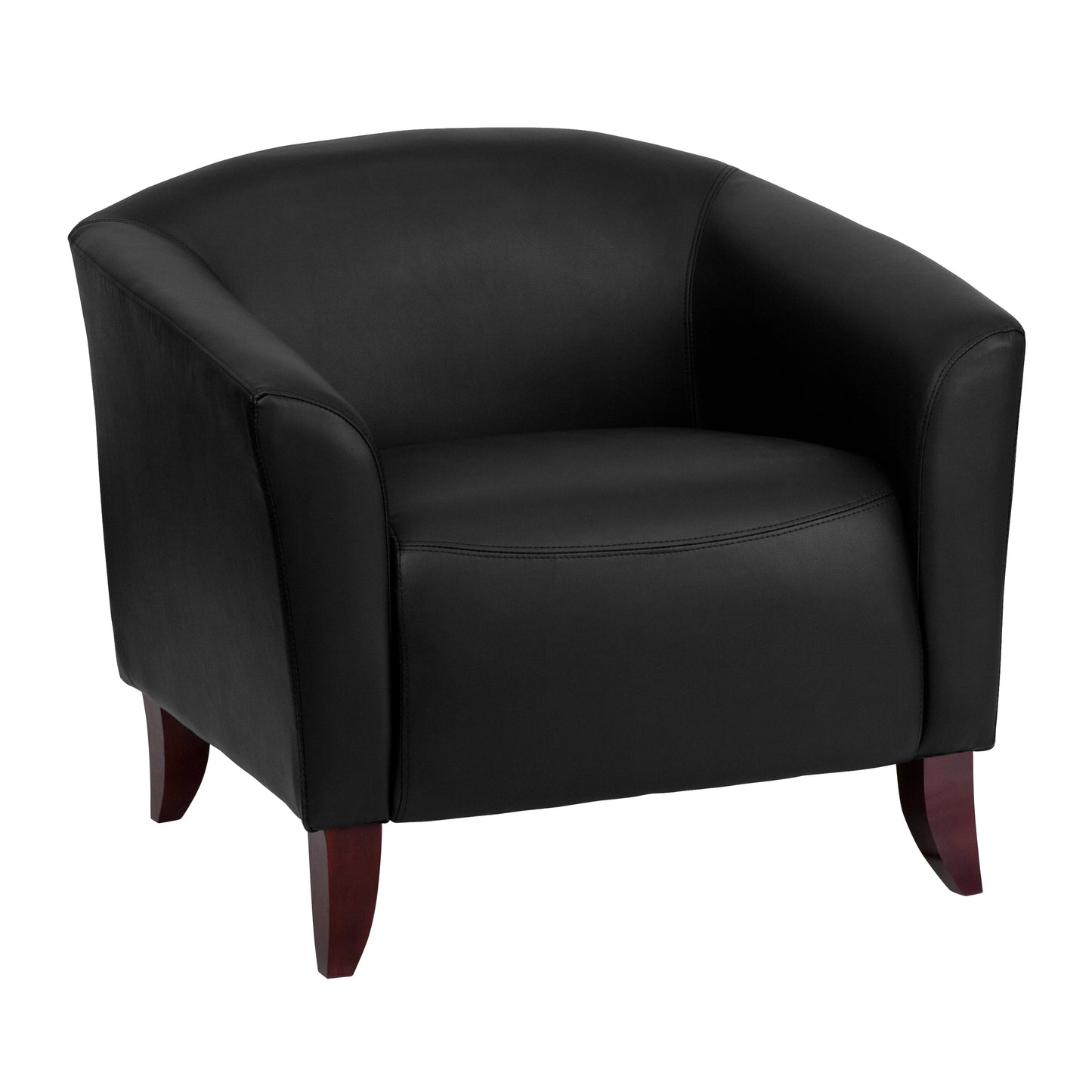 Emma + Oliver Black LeatherSoft Chair with Cherry Wood Feet
