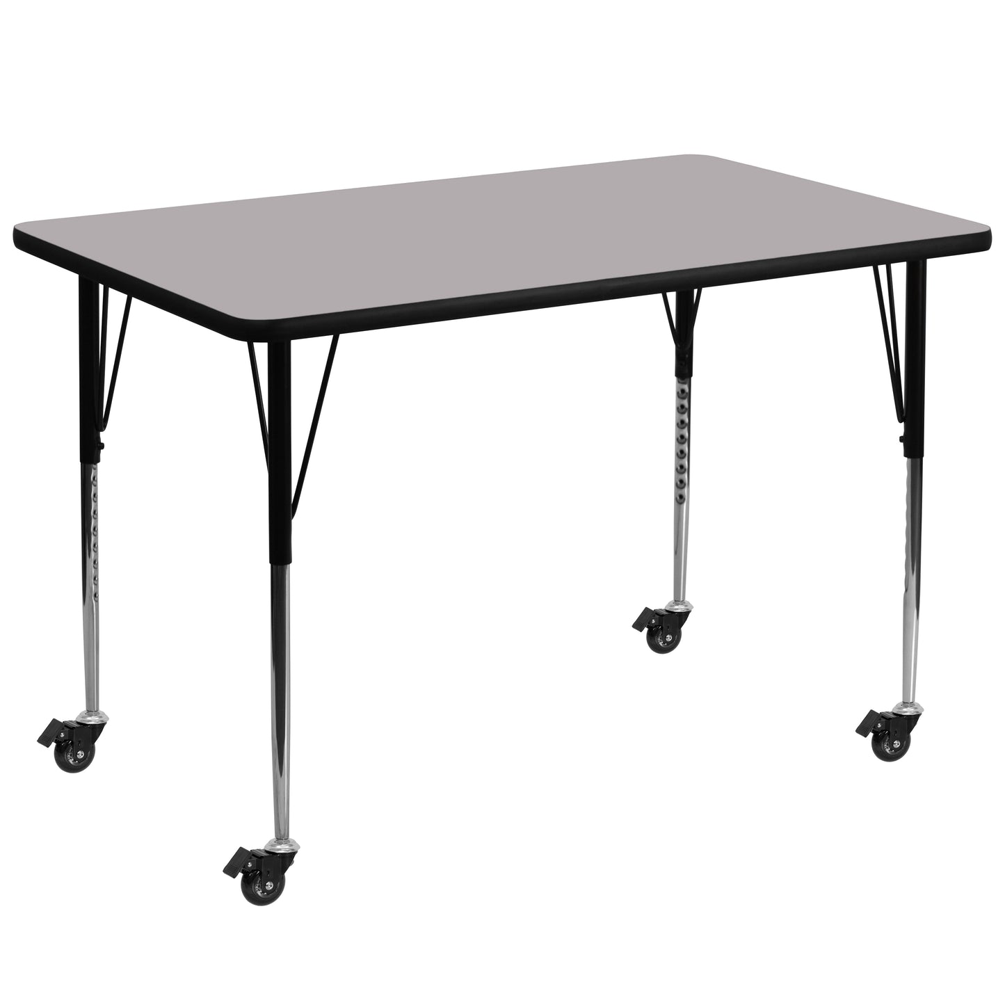 Emma + Oliver Mobile 36x72 Grey Thermal Laminate Adjustable Activity Table