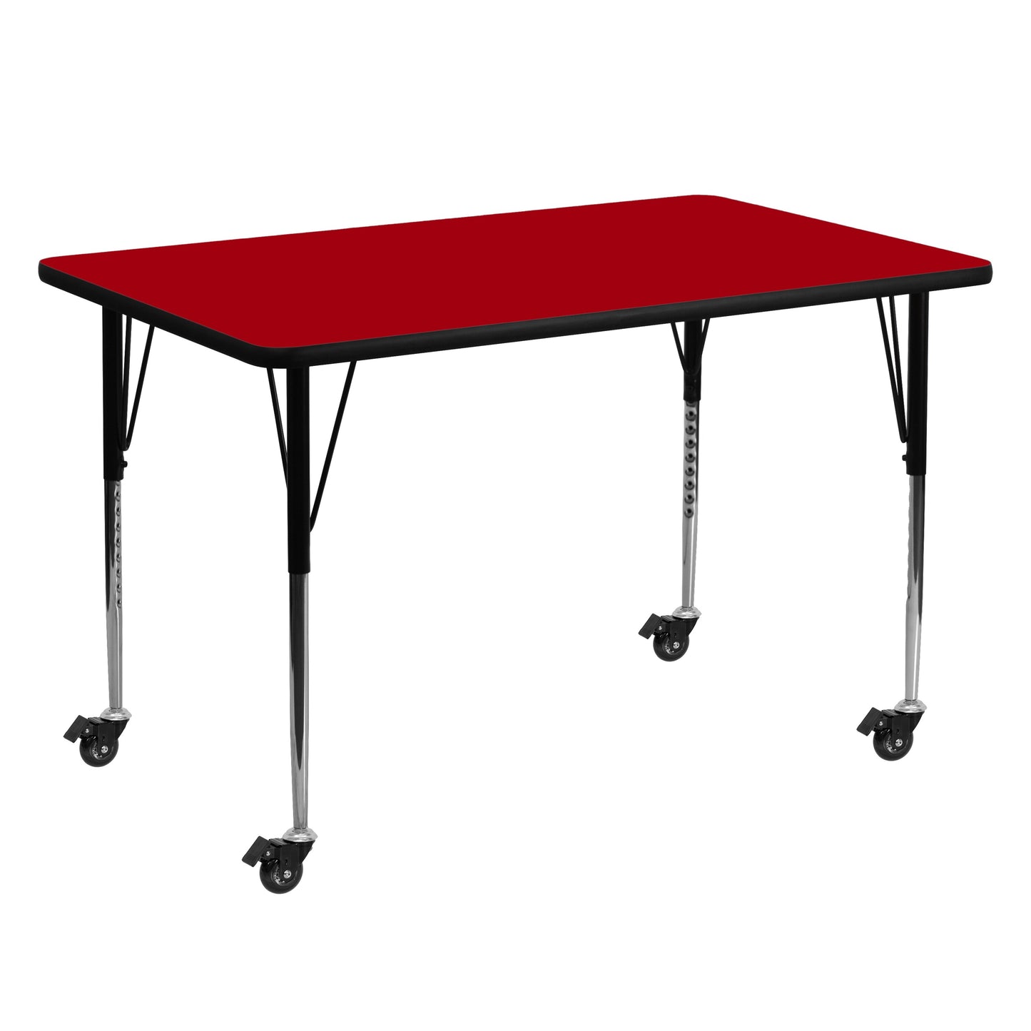Emma + Oliver Mobile 30x60 Red Thermal Laminate Adjustable Activity Table