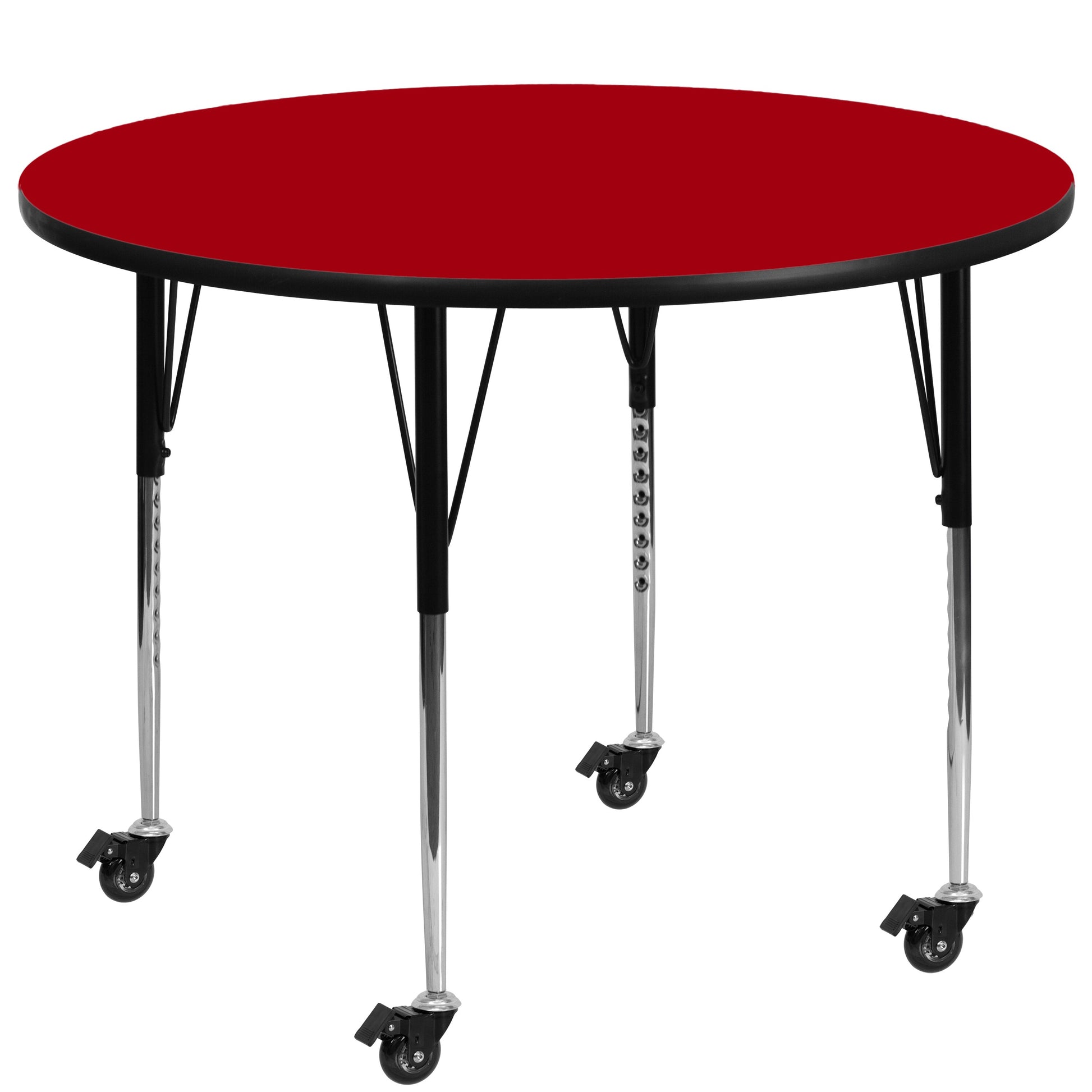 Emma + Oliver Mobile 42-in Round Red Thermal Laminate Adjustable Activity Table
