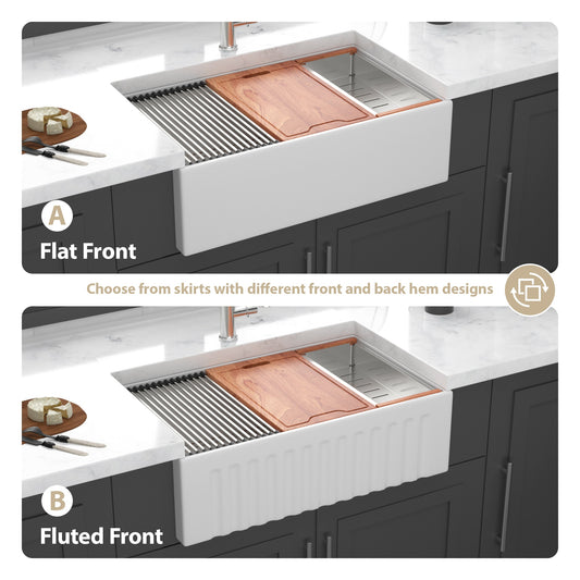 Dexmalle  30 x 20 x 10 inch White Farmhouse Sink Workstation