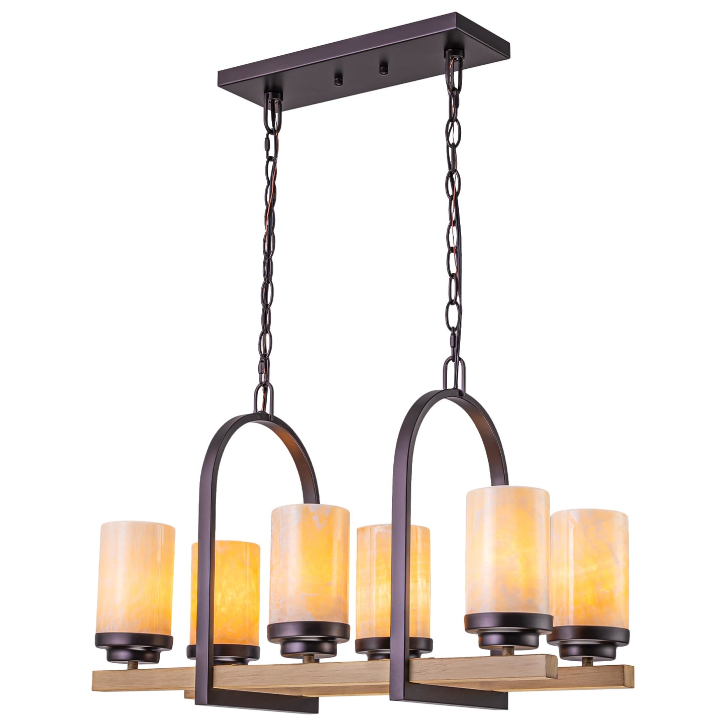 MENCOLULU 25 inch Candlestick Natural Alabaster Shade Coffee-gold Finish Metal 6 -Light Brown Traditional For Use in Bedrooms, Dining Rooms, Foyers, Kitchens, Living Rooms Chandelier