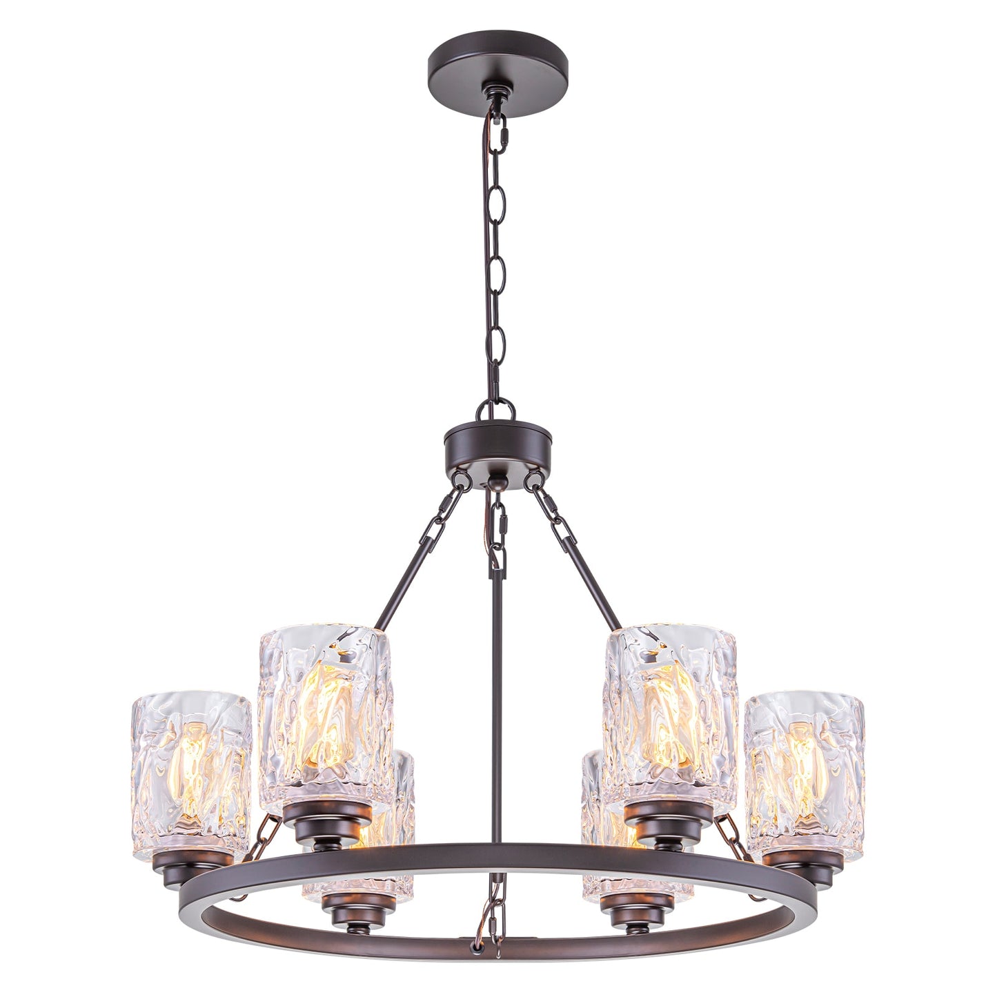 MENCOLULU 6 -Light Brown Vintage For Use in Bedrooms, Dining Rooms, Foyers, Kitchens, Living Rooms Chandelier