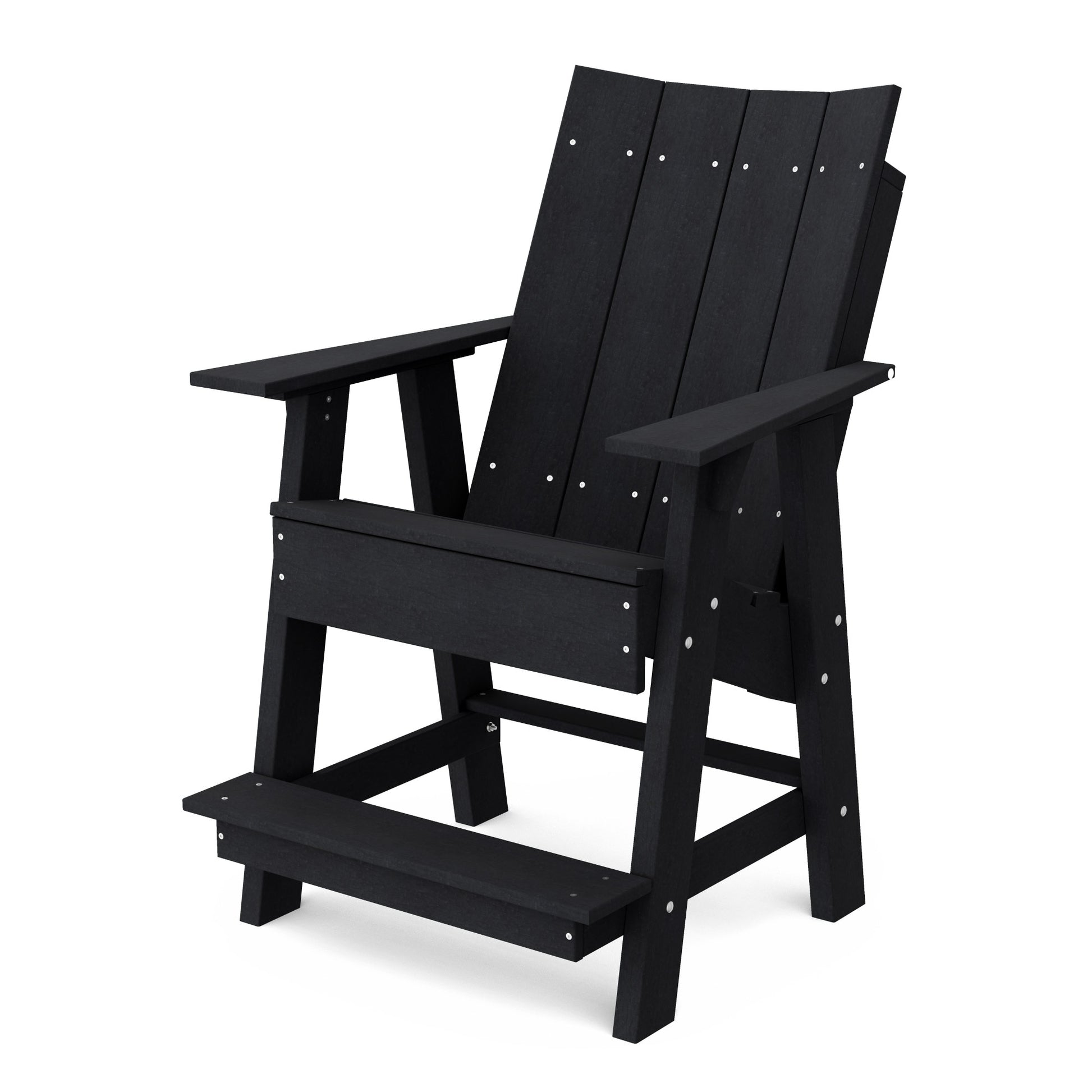 Wildridge Contemporary Black HDPE Frame Stationary Adirondack Chair with Solid Seat