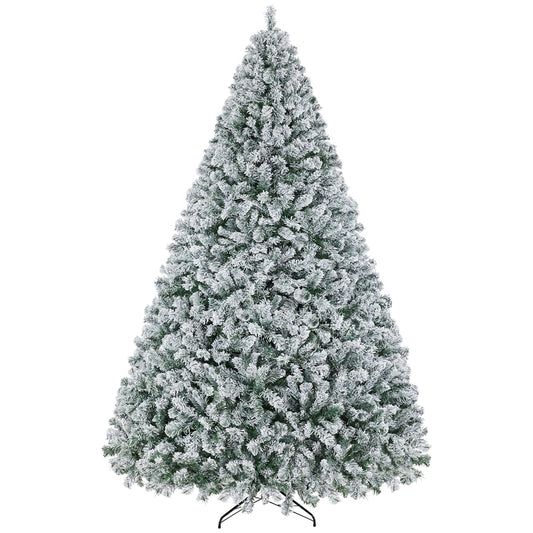 Yaheetech 9-ft H Pre-lit Flocked Green Multicolored LED Christmas Tree