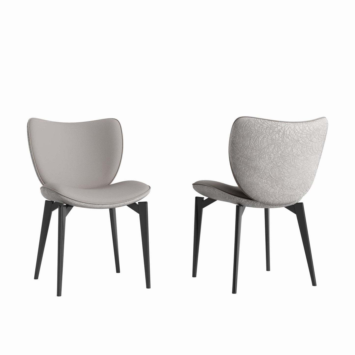 Vynxaria  Dining Chairs Set of 2 Gray Modern PU Leather Carbon Steel Metal Chairs for Kitchen Dining Room