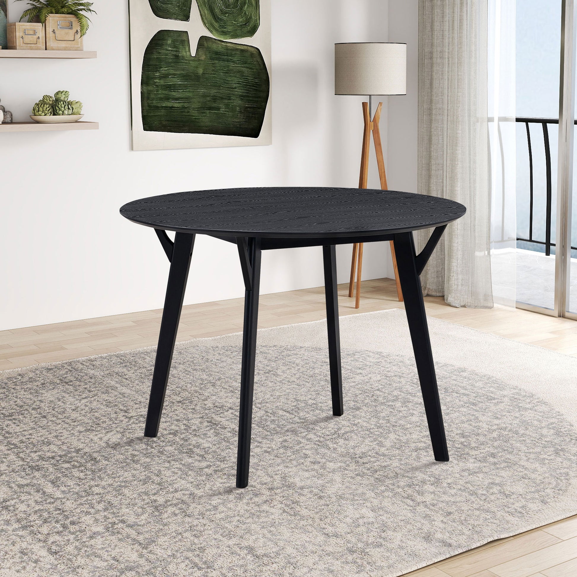 LOVMOR Space Saving Round Wooden Dining Table 4 Persons Black