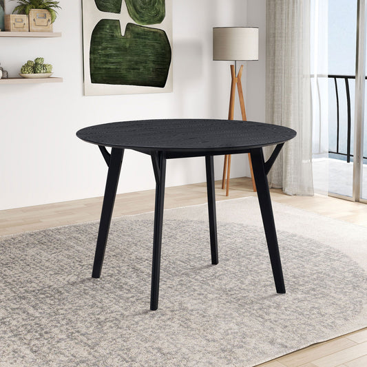 LOVMOR Space Saving Round Wooden Dining Table 4 Persons Black