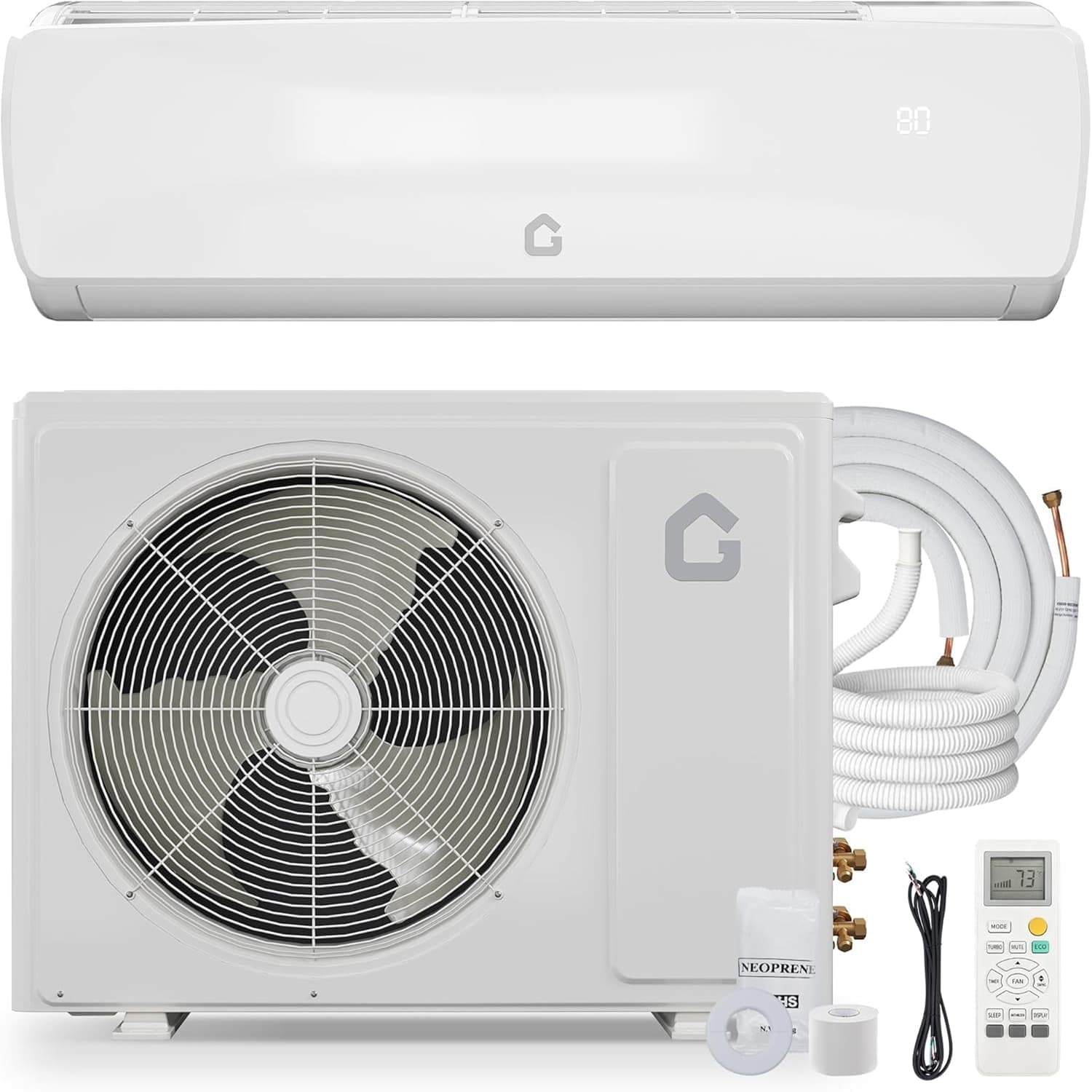 Garvee 9000 BTU Mini Split Air Conditioner Heat Pump 115V Energy Efficient Inverter Ductless System Complete Installation Kit