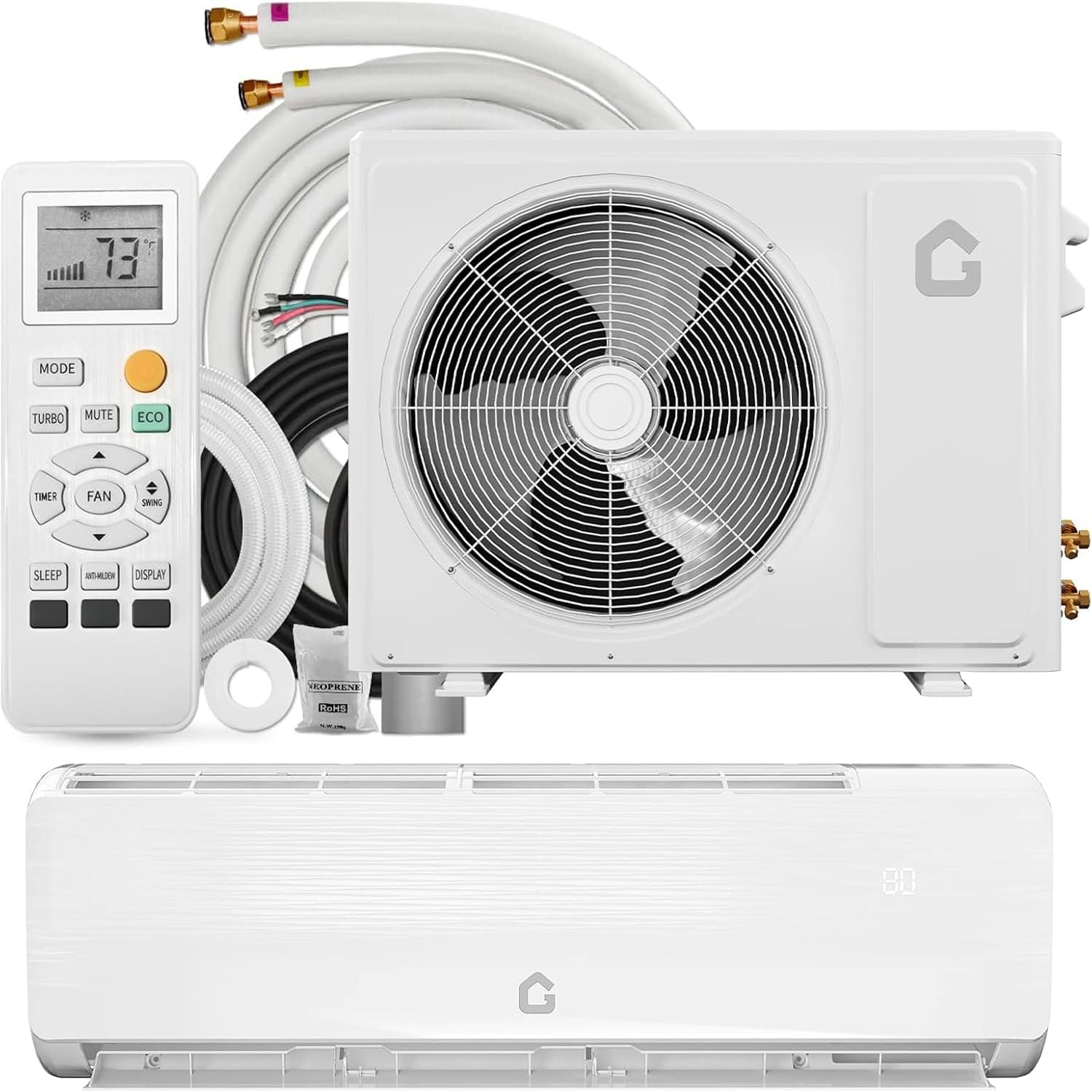 Garvee 12000 Btu Mini Split Ac/Heating System Ductless Heat Pump Wall Mount Ac Unit  Installation Kits 230v
