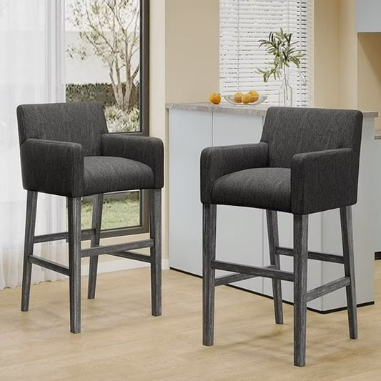 Christopher Knight Home Armga Contemporary Fabric Upholstered Wood 30.5-inch Barstools (Set of 2) Charcoal