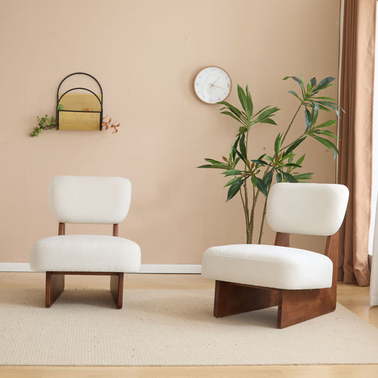 Christopher Knight Home Vincent Modern Lounge Chair with Polyester Upholstery - Walnut and White