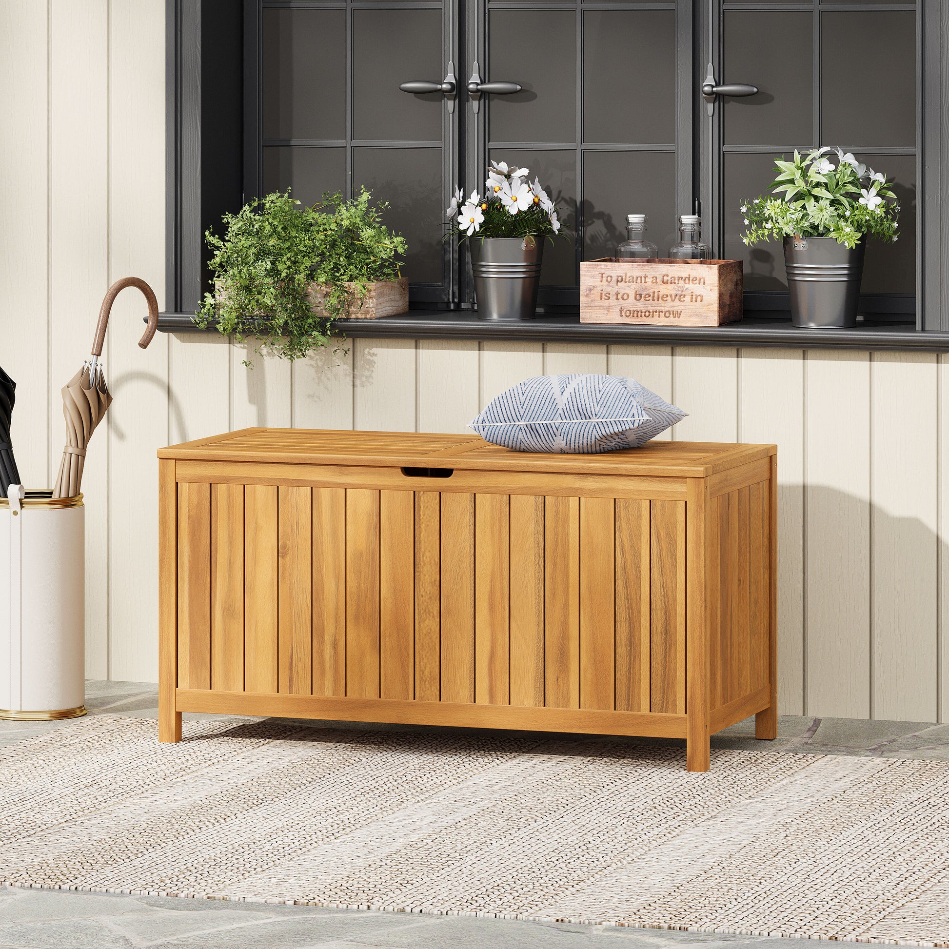 Christopher Knight Home Alberta Outdoor Acacia Wood 100 Gallon Storage Deck Box Teak Finish