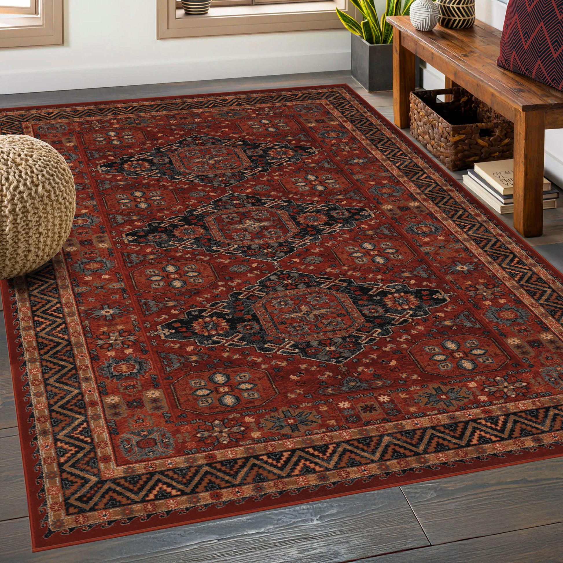 Couristan OLD WORLD CLASSICS 4 x 6 (ft) Loomed Wool Burgundy Rectangular Indoor Tribal Persian Spot Clean Only Pet Friendly Area rug
