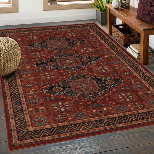 Couristan OLD WORLD CLASSICS 4 x 6 (ft) Loomed Wool Burgundy Rectangular Indoor Tribal Persian Spot Clean Only Pet Friendly Area rug