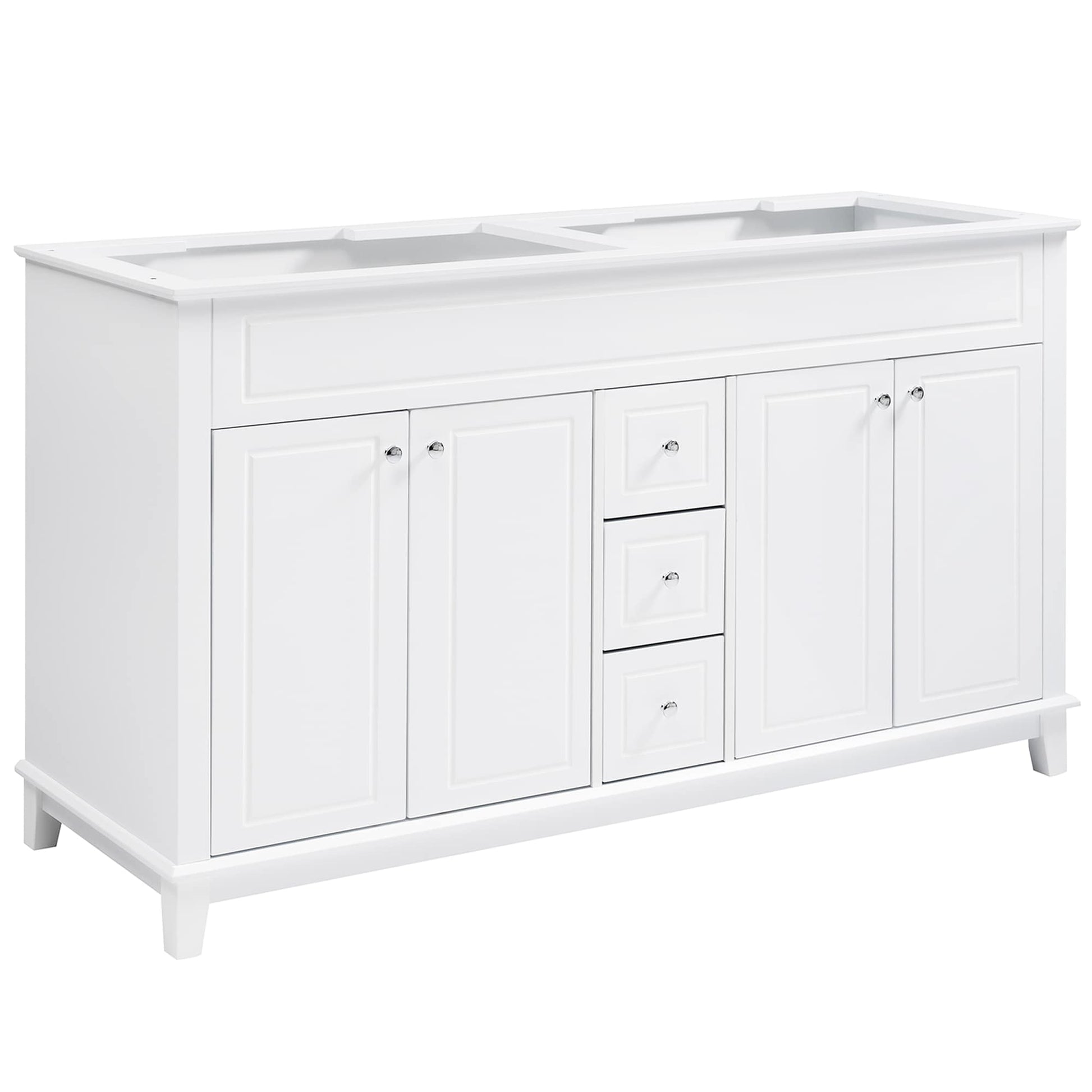 GDFStudio Cookton Traditional Solid Frame 58-inch Bathroom Vanity Cabinet-White (Sink not included)