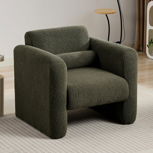 Moda Furnishings MDWF325072AAG 33.5-in W Modern Green Boucle Accent Armchair