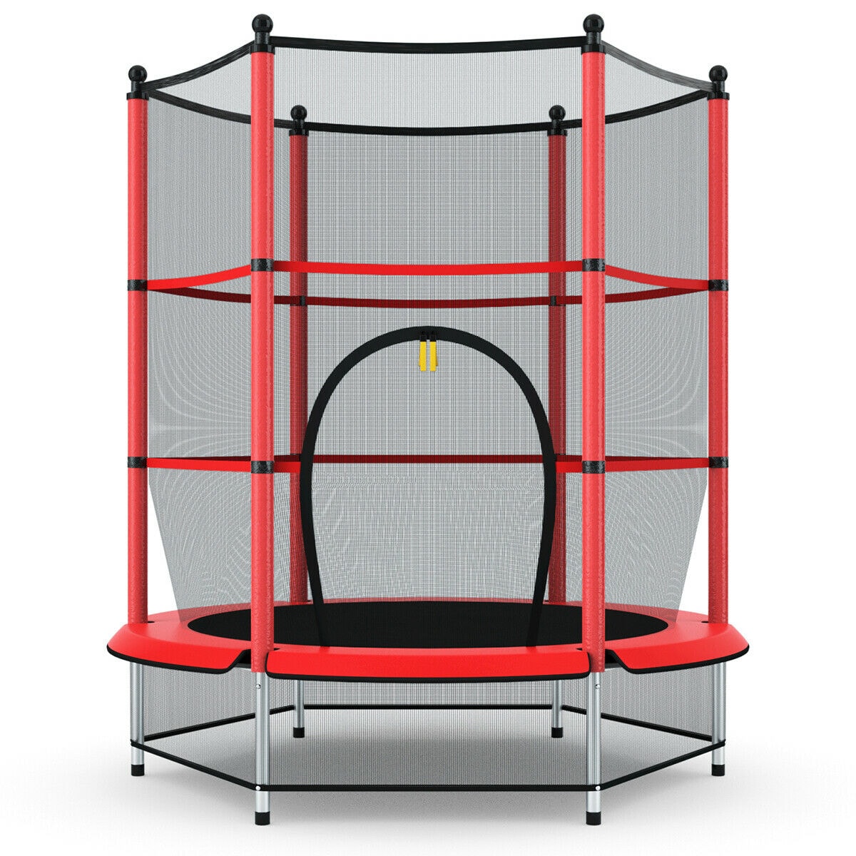 Slickblue 55 in Round Jumping Trampoline for Kids with Foam Padded Frame and Net for Indoor and Outdoor