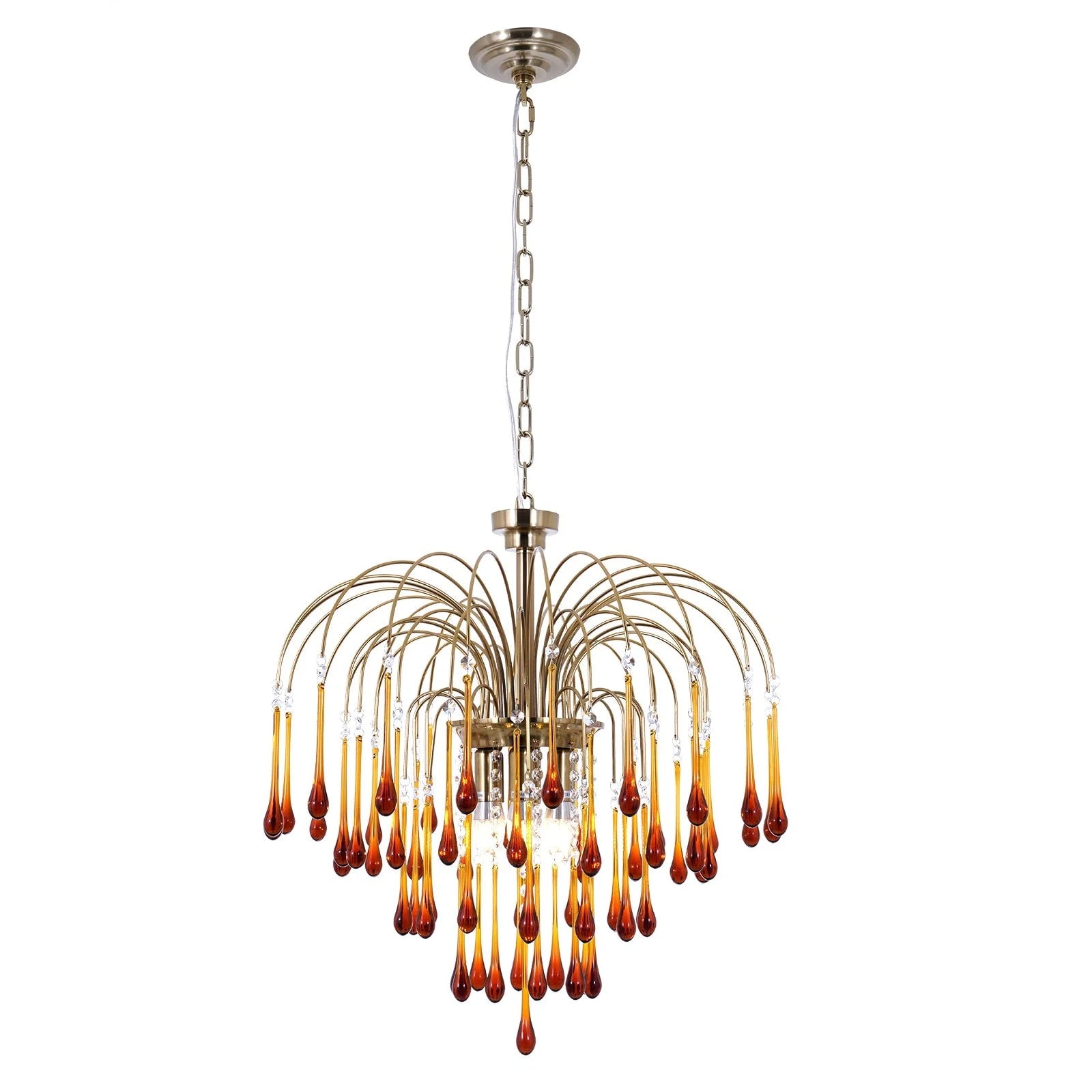 EFPERFECT 3-Light Glass Drops Pendant Lighting Ceiling Light Chandelier Vintage Entryway Metal Pendant Light E14-SQ33