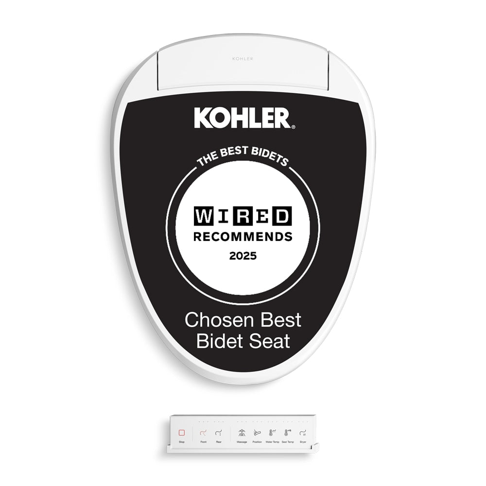 KOHLER PureWash E820 Plastic White Elongated Slow Close Feature Heated Bidet Function Toilet Seat