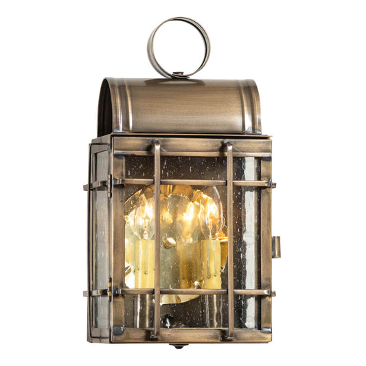 Irvin's Tinware Carriage House Outdoor Wall Light in Weathered Brass - 2 Lights - Tinware