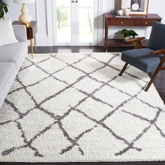 Safavieh Berber Shag 162C Cream Light Grey 10ft x 14ft Large Rectangle Rug