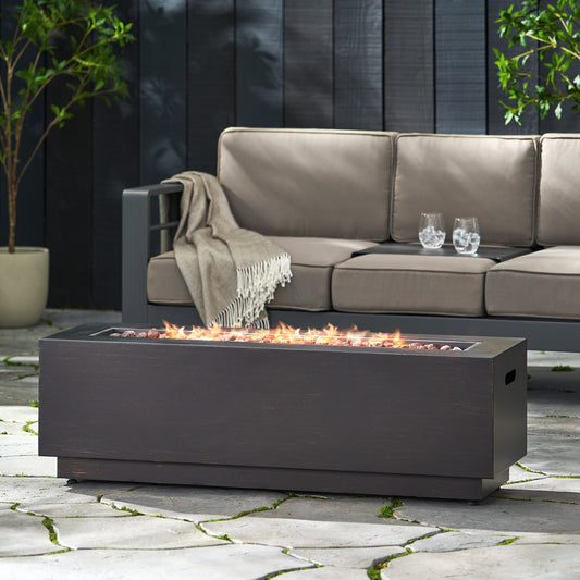 Tatayosi 40 Inches Outdoor 50000 BTU Rectangular Iron Propane Fire Pit Dark Grey (Tank Cover not Included)