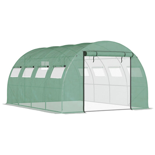 Tatayosi 13FT x 10FT x 6.5FT Walk-in Tunnel Greenhouse with 2 Zippered Mesh Doors and 10 Mesh Windows  Upgraded Gardening Plant Hot House with Galvanized Steel Hoops  Green