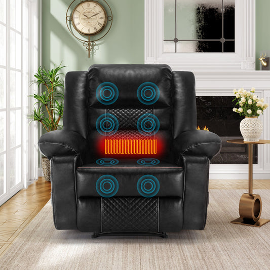 LOVMOR Breathable Leather Massage Recliner Chair Manual Living Room Reclining Sofa