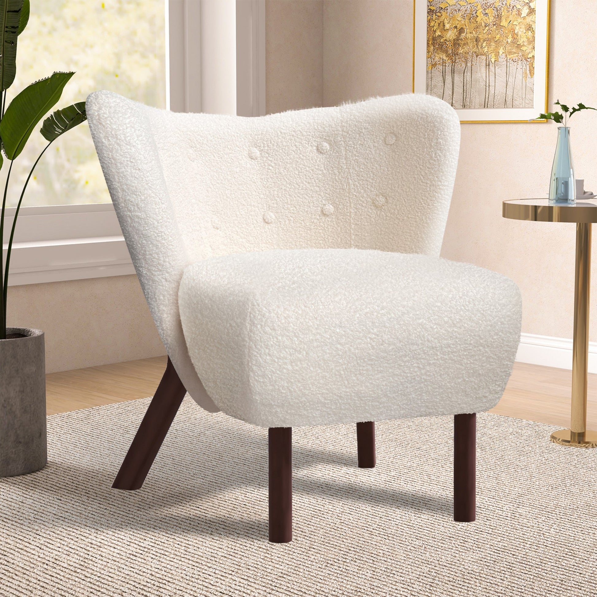 Boyel Living Modern Comfy Upholstered Lounge Chair with Walnut Legs