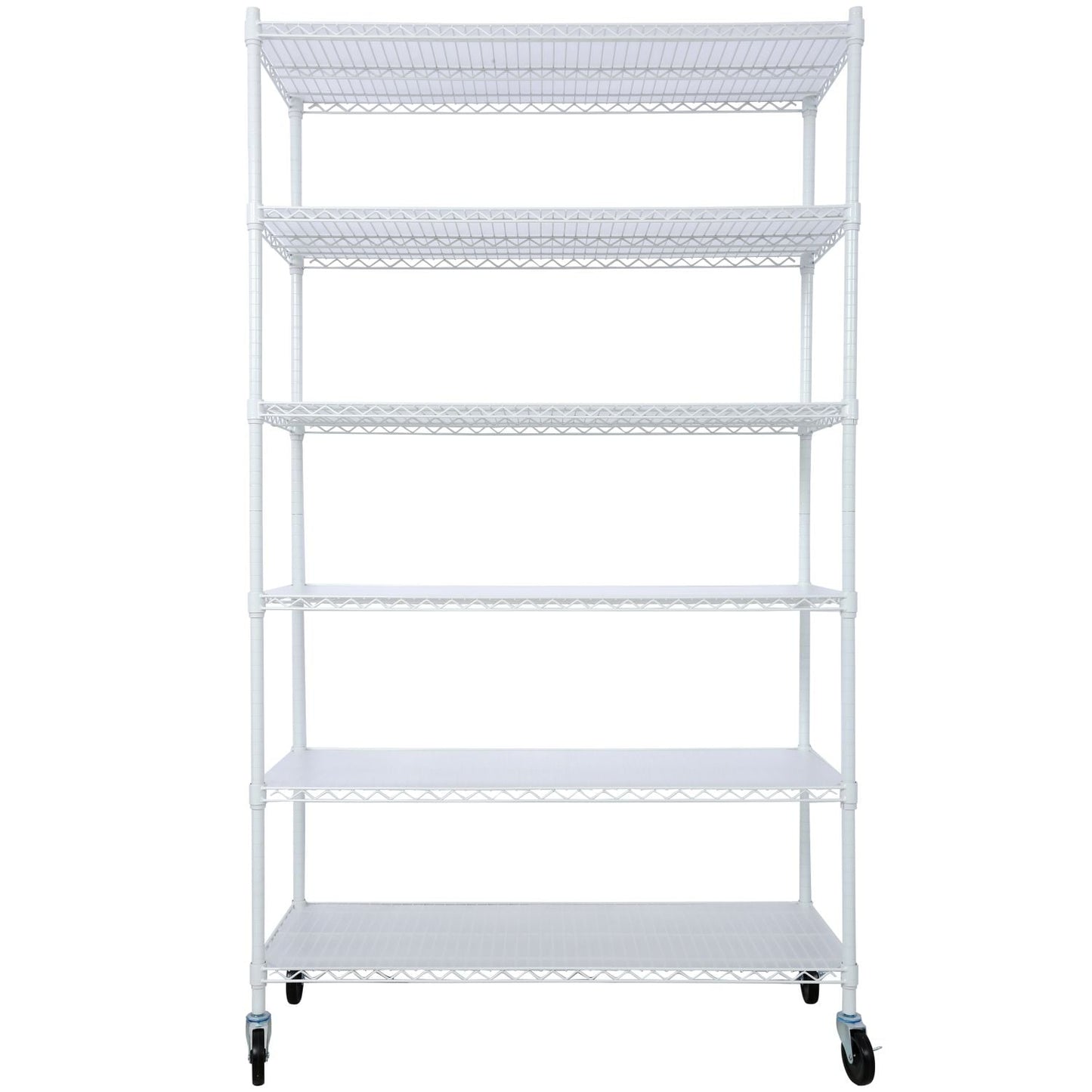 Tatayosi 6 Tier 6000lbs Capacity NSF Metal Shelf Wire Shelving Unit Heavy Duty Adjustable Storage Rack with Wheels Shelf Liners for Commercial Grade Utility Steel Storage Rack white - 84 inches H x 48 inches L x 20 inches D
