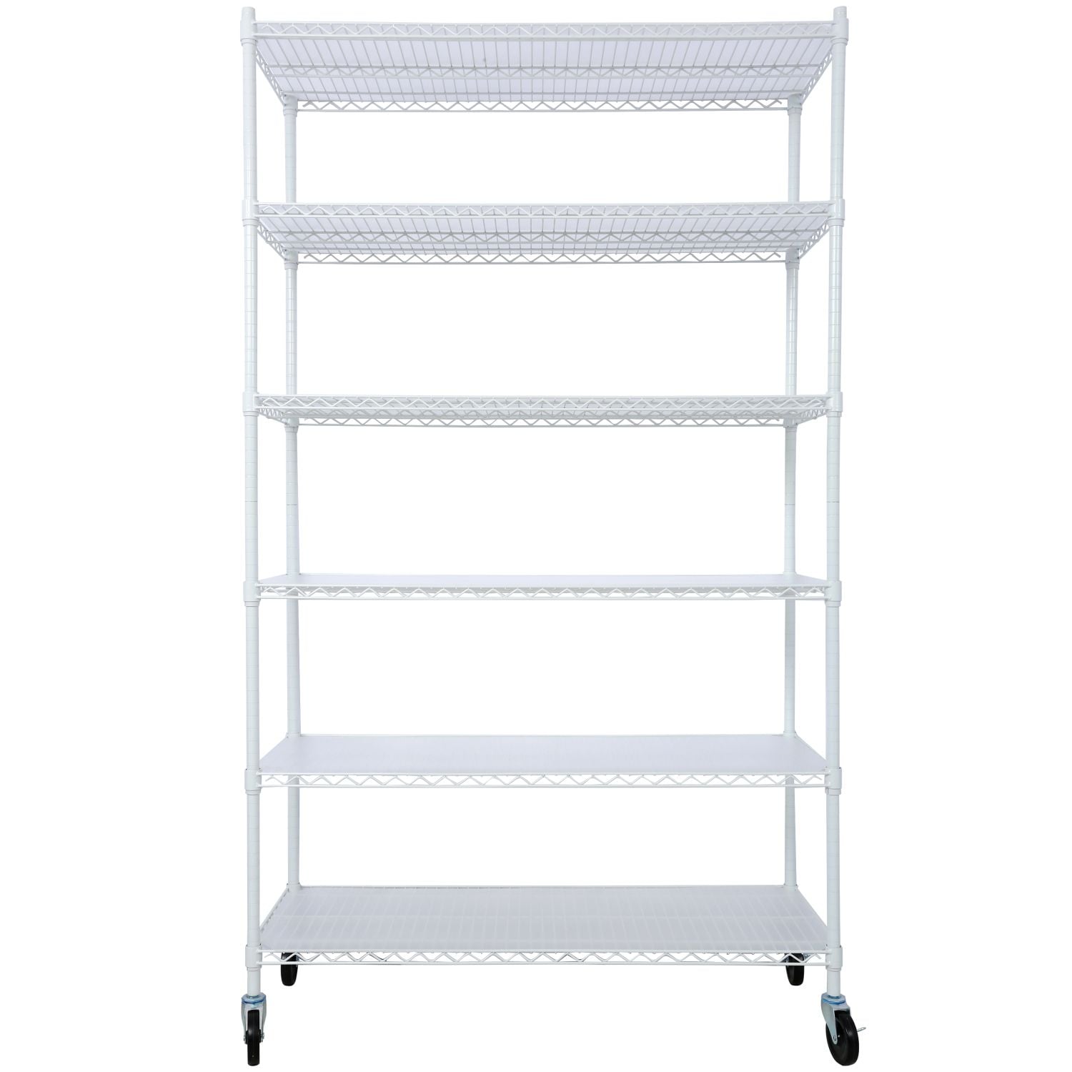 Tatayosi 6 Tier 6000lbs Capacity NSF Metal Shelf Wire Shelving Unit Heavy Duty Adjustable Storage Rack with Wheels Shelf Liners for Commercial Grade Utility Steel Storage Rack white - 84 inches H x 48 inches L x 20 inches D