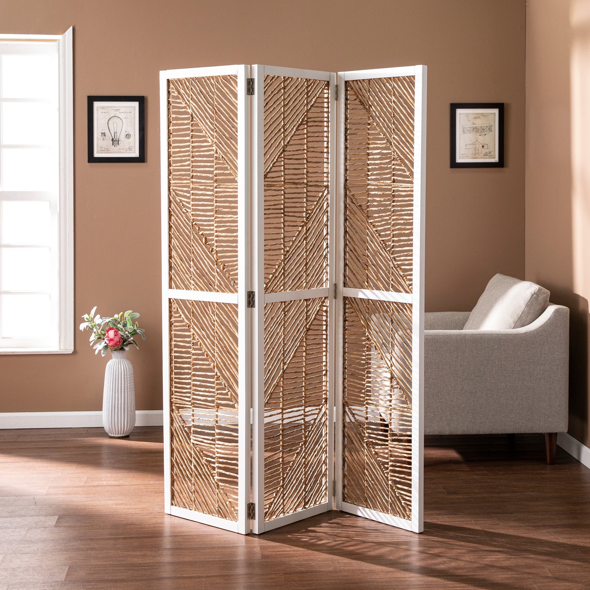 LOVMOR Quilino Woven Room Divider Screen