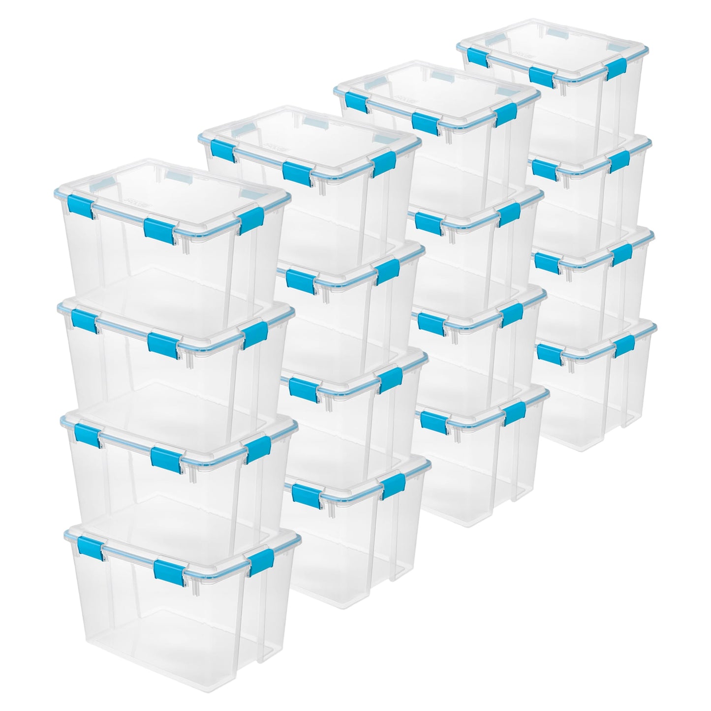 Sterilite  80-Qt Clear Plastic Stackable Storage Bin w/ Gasket Latch Lid 16 Pack