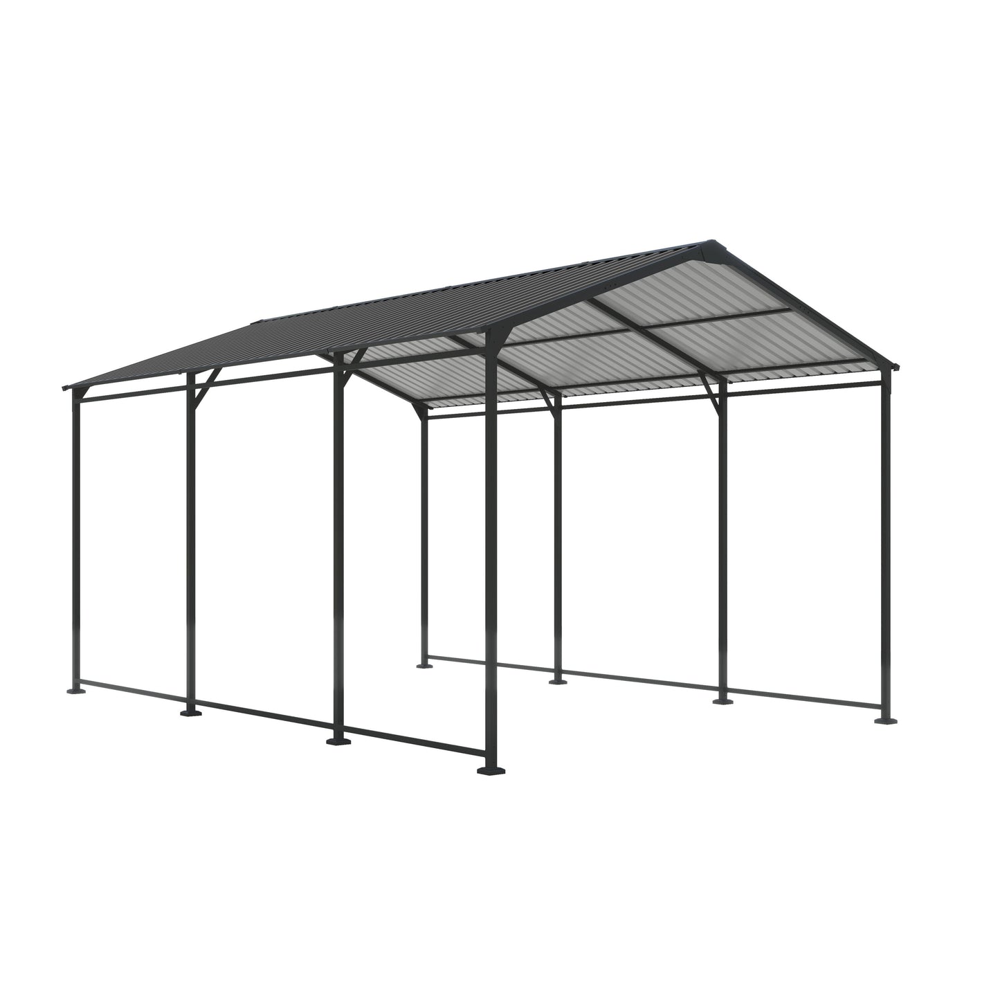 LOVMOR Metal Carport 10 x 15FT Heavy Duty with Galvanized Steel Roof Metal Garage Canopy with Galvanized Steel Roof and Frame Car Tent Outdoor Storage Shed for Car Boats and Truck Gray