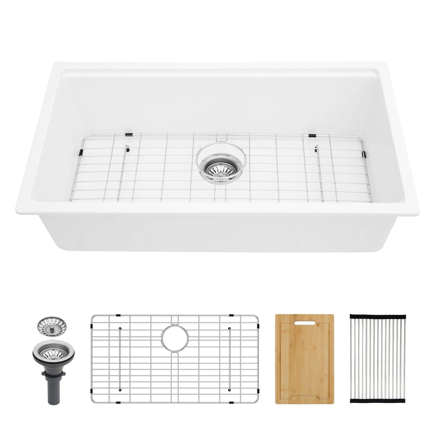 Tatayosi Quartz Kitchen Sink White granite composite Workstation Undermount Kitchen Sink