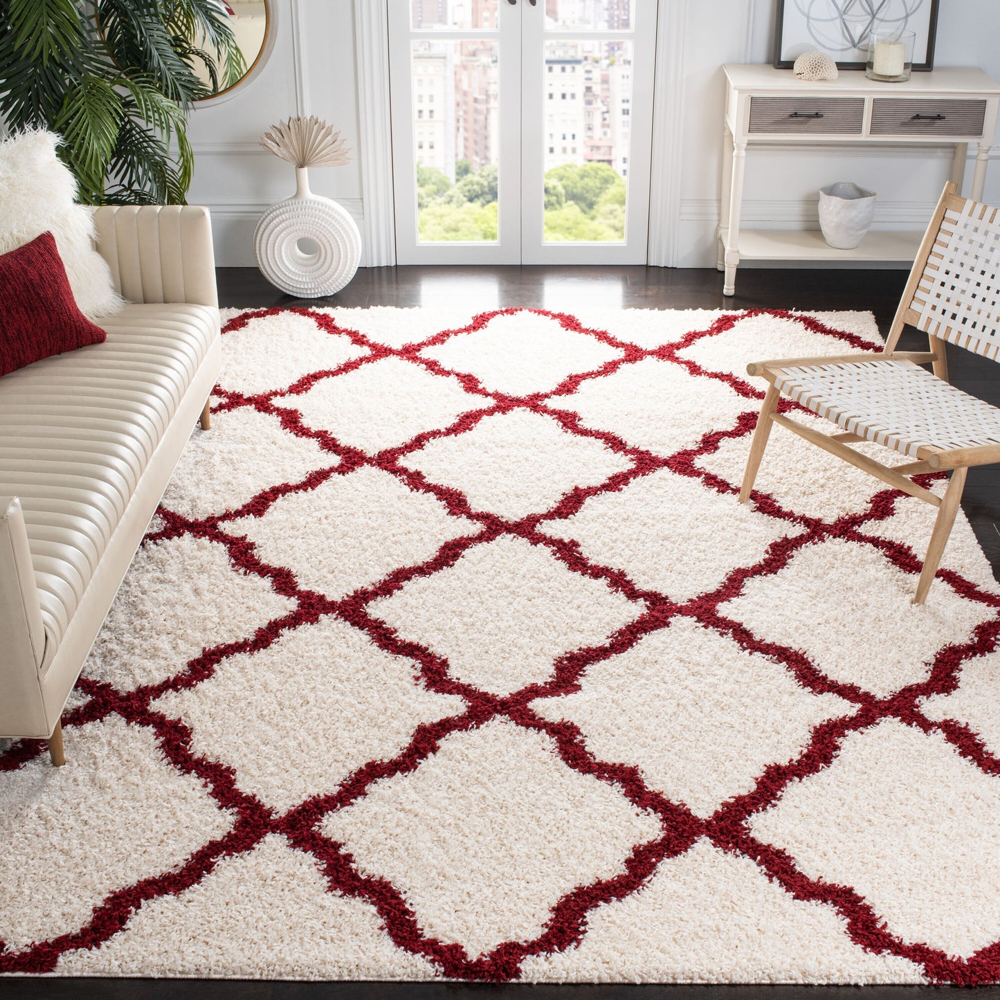 Safavieh Sgd257R Dallas Shag Ivory / Red 10ft x 14ft