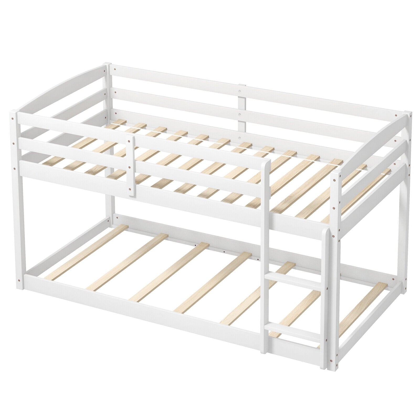 Fenbeli Twin Size Bunk Bed with High Guardrails and Built In Ladder for Kids Bedroom