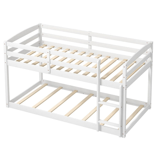 Fenbeli Twin Size Bunk Bed with High Guardrails and Built In Ladder for Kids Bedroom