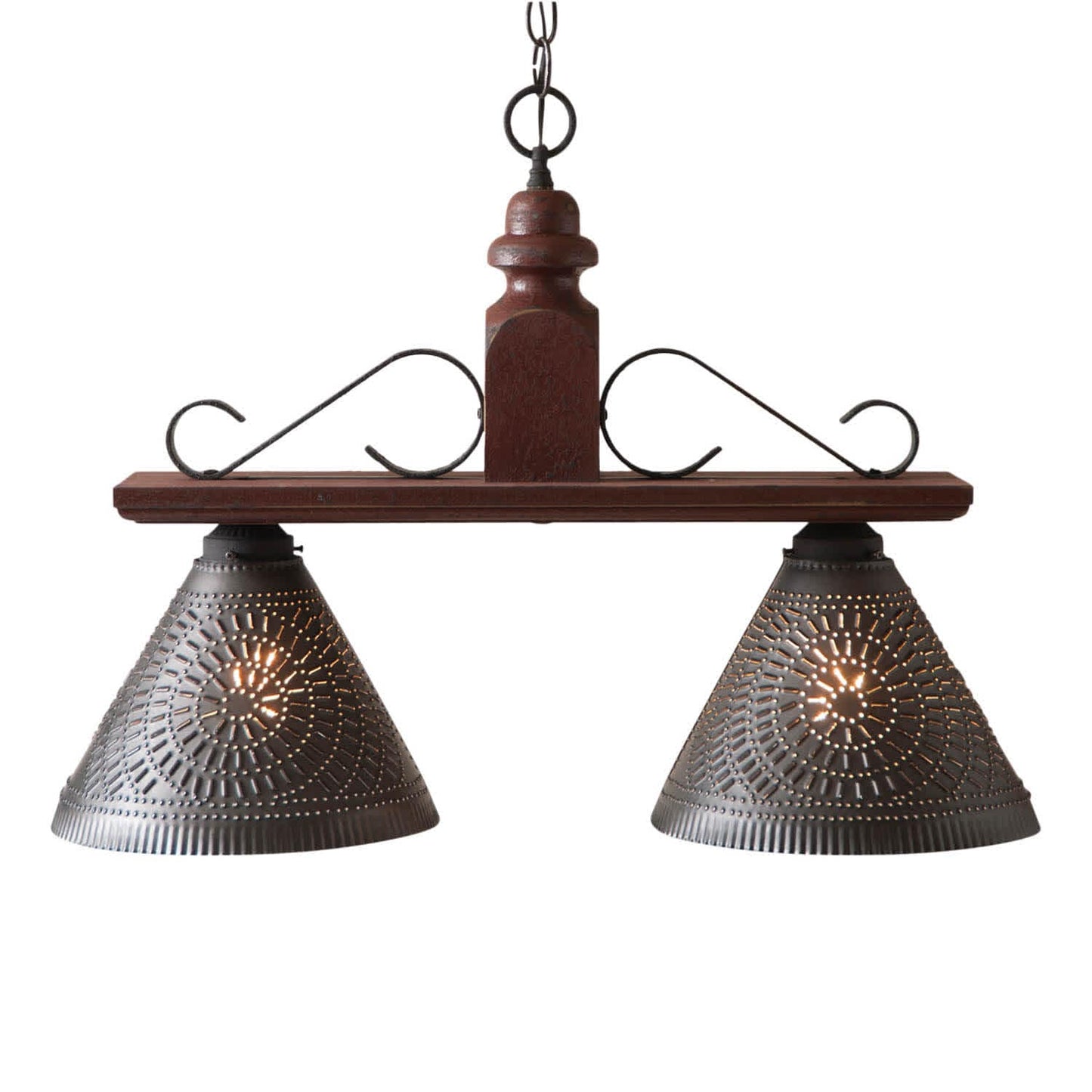 Irvin's Tinware Wooden Wellington Medium Island Light in Plantation Red