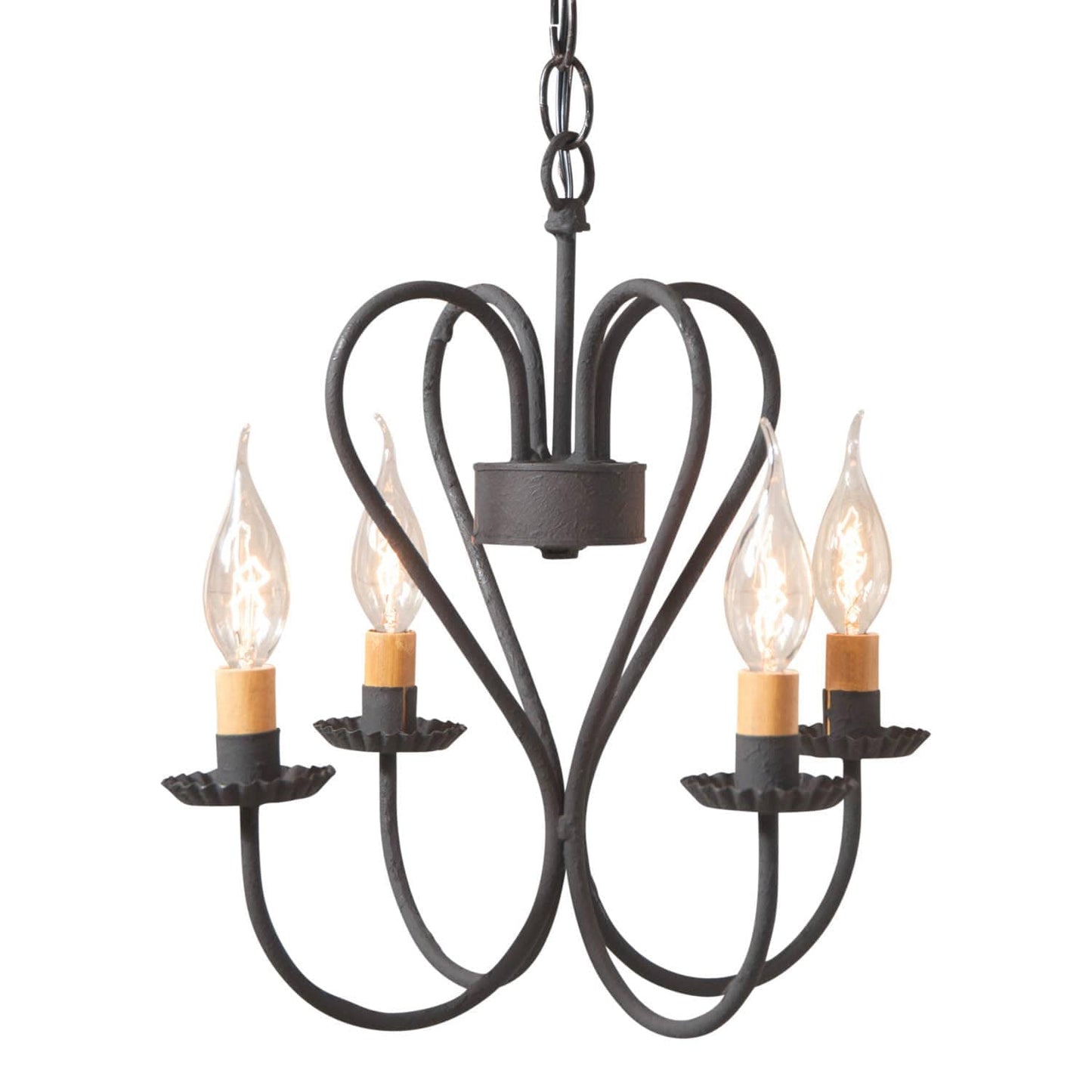 Irvin's Tinware Small Georgetown Chandelier in Textured Black