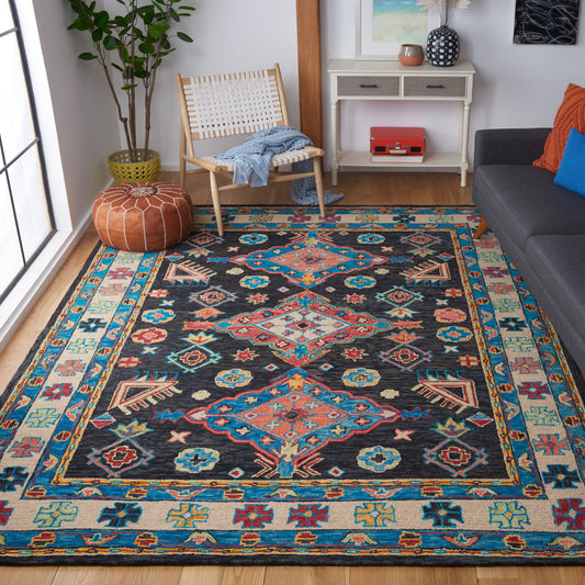 Safavieh  Aspen 521 Charcoal/Blue Traditional 6ft x 9ft Medium Rectangle Rug