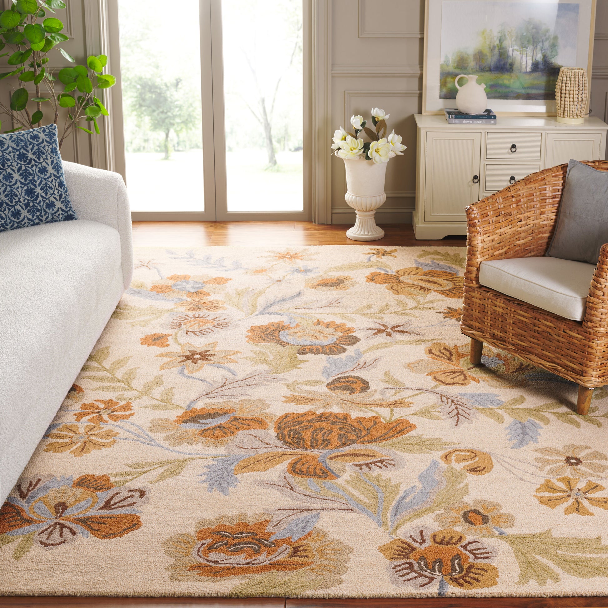 Safavieh  Blm915 Beige/Multi Country Floral 8ft x 10ft Large Rectangle Rug