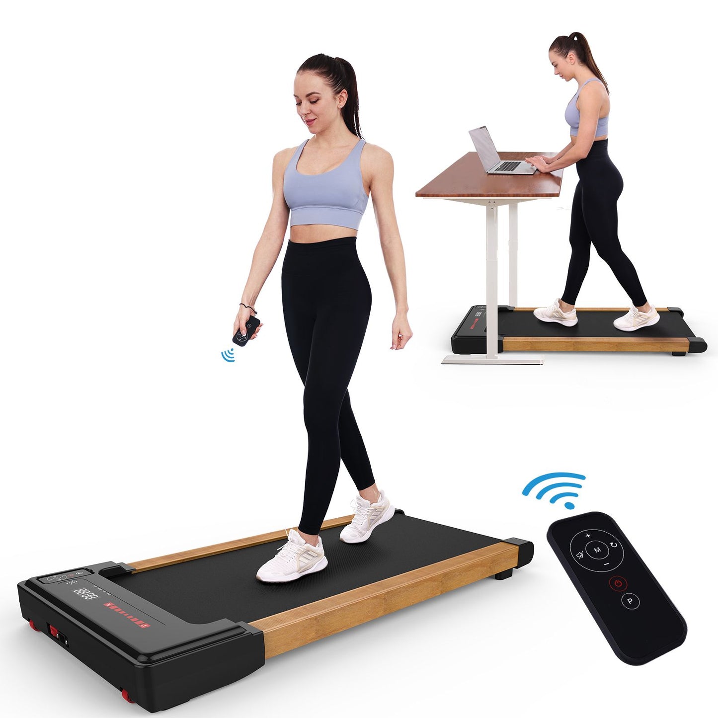 Tatayosi Walking Pad Treadmill Under Desk Portable Mini Treadmill 265 lbs Capacity with Remote Control Installation-Free Jogging Machine for Home/Office Bluetooth and LED Display