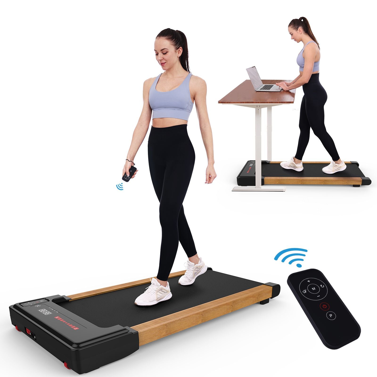 Tatayosi Walking Pad Treadmill Under Desk Portable Mini Treadmill 265 lbs Capacity with Remote Control Installation-Free Jogging Machine for Home/Office Bluetooth and LED Display