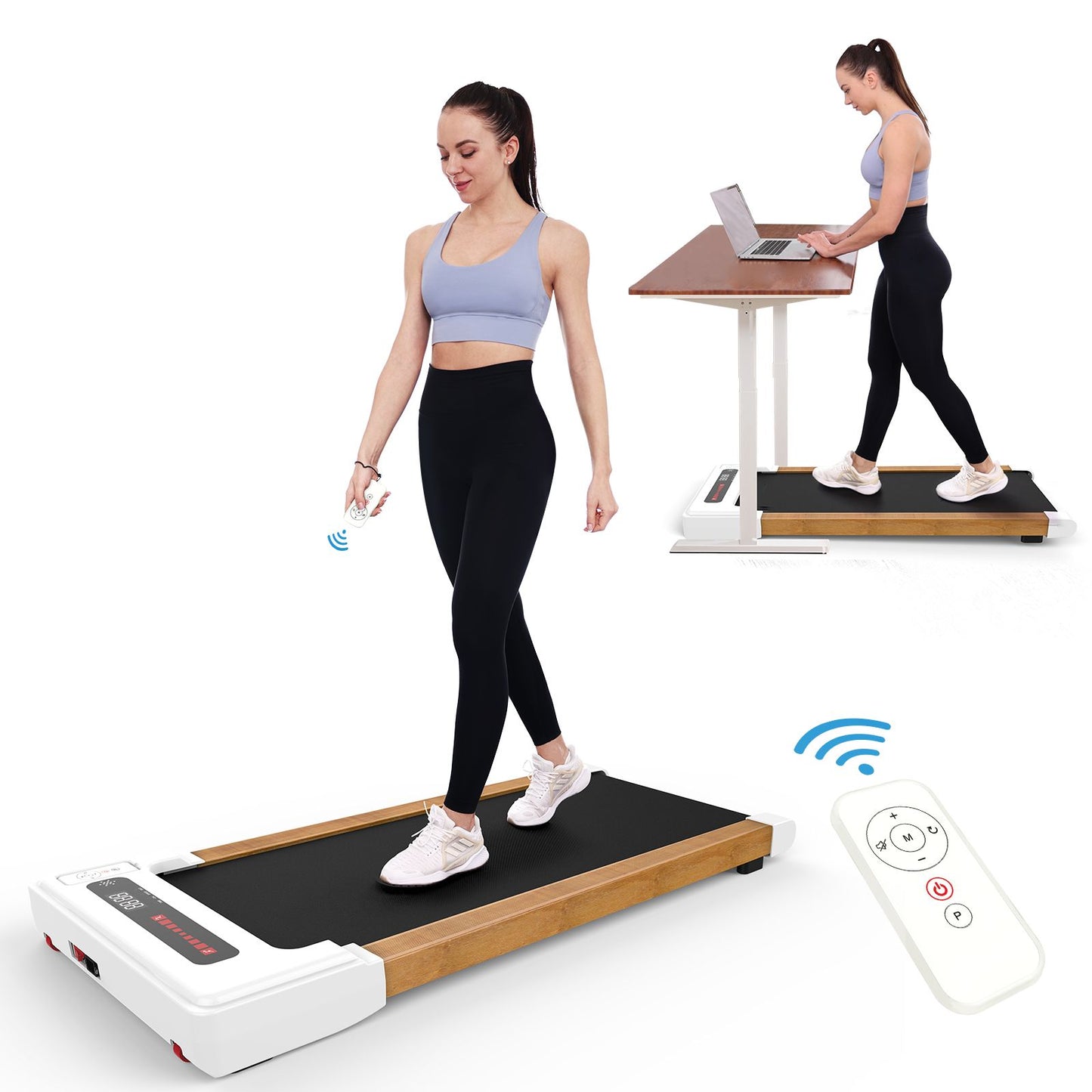 Tatayosi Walking Pad Treadmill Under Desk Portable Mini Treadmill 265 lbs Capacity with Remote Control Installation-Free Jogging Machine for Home/Office Bluetooth and LED Display Combines Work and Fitness Effortlessly