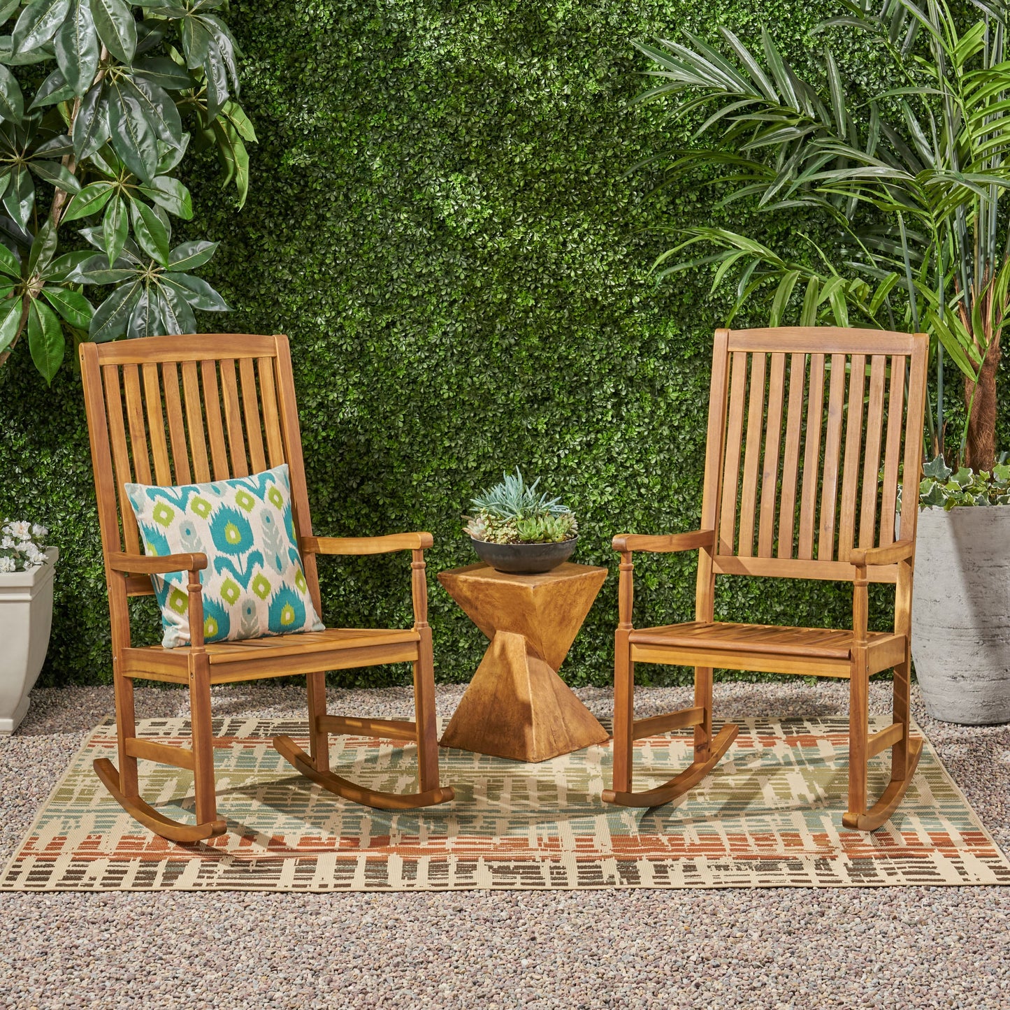 Christopher Knight Home Acacia Wood Outdoor Patio Rocking Chairs With 250Lbs Support